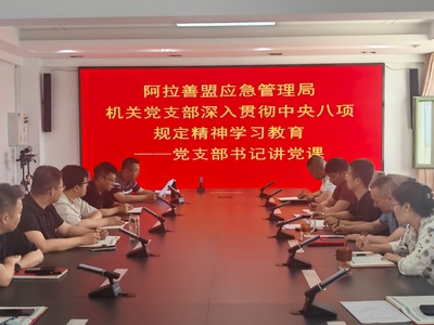 盟应急管理局机关党支部书记讲授深入贯彻中央八项规定精神学习教育专题党课